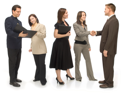 Group of People reading books and shaking hands photo